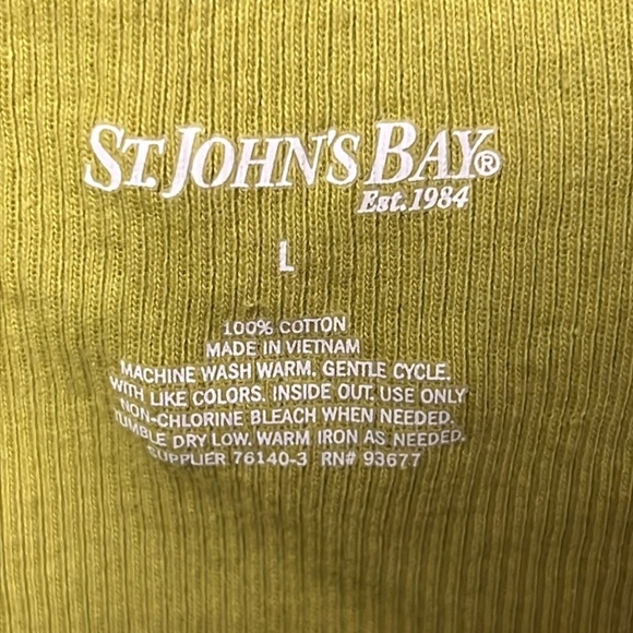 St. John's Bay Women’s Tank Top Shirt Large Green Beaded Neck Ladies Ribbed Soft - Picture 4 of 8